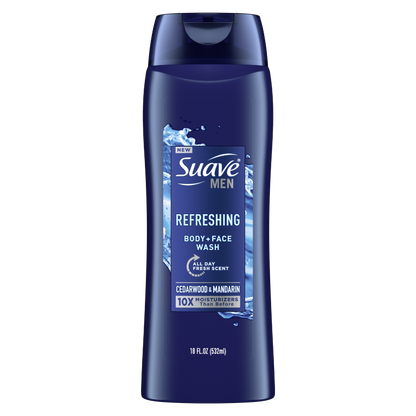 Suave Body + Face Wash Men 18oz Refreshing Cedarwood