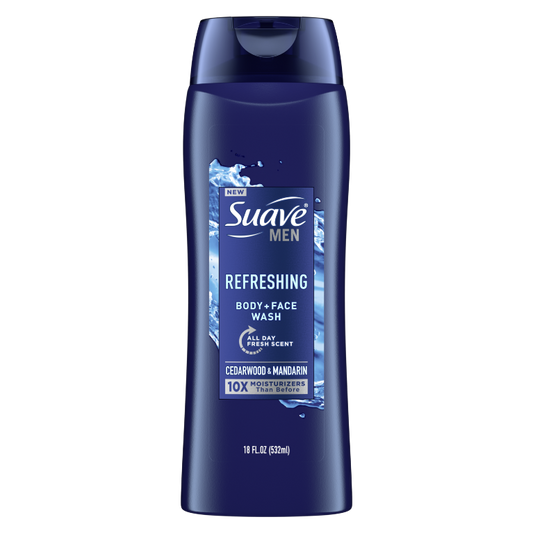 Suave Body + Face Wash Men 18oz Refreshing Cedarwood