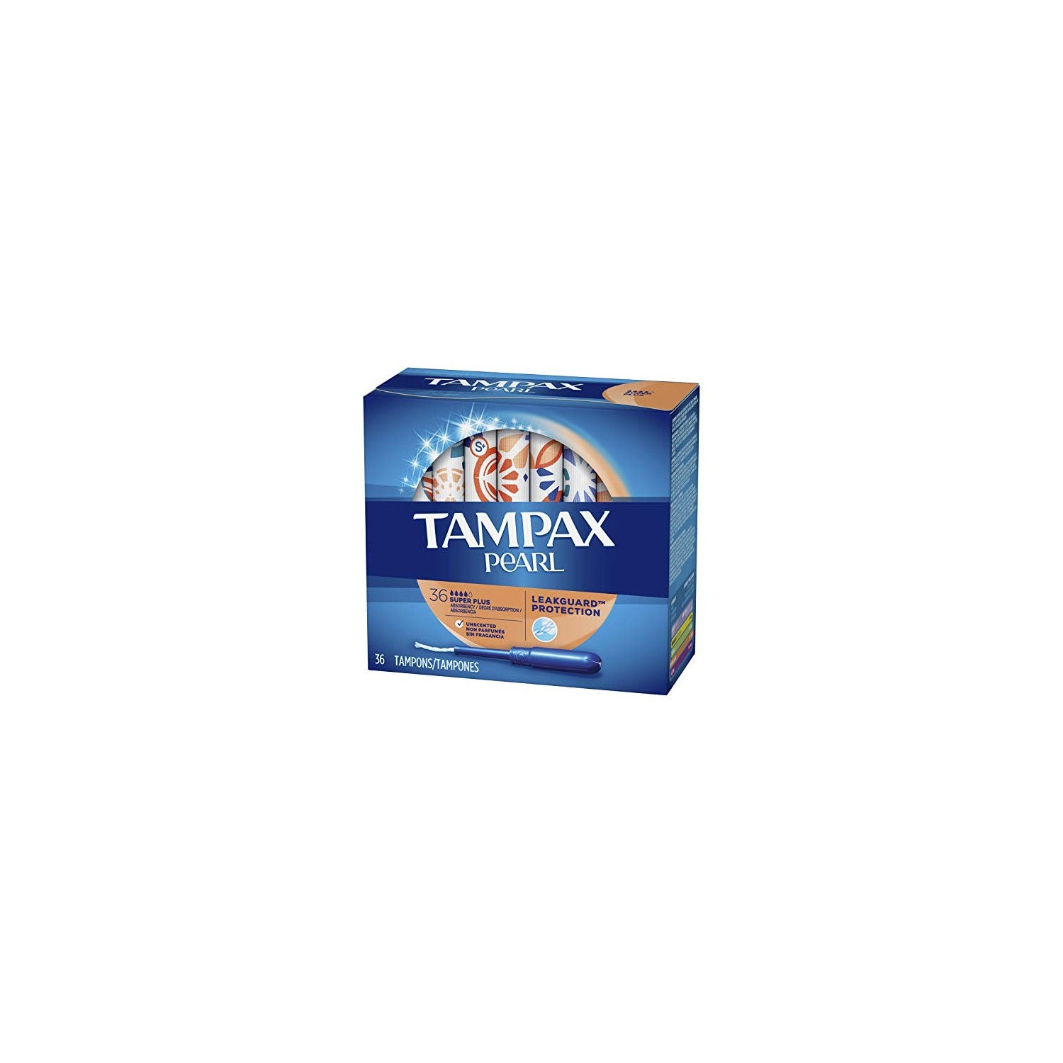 Tampax Tampons Pearl Super 36 Count Leakguard Unscented