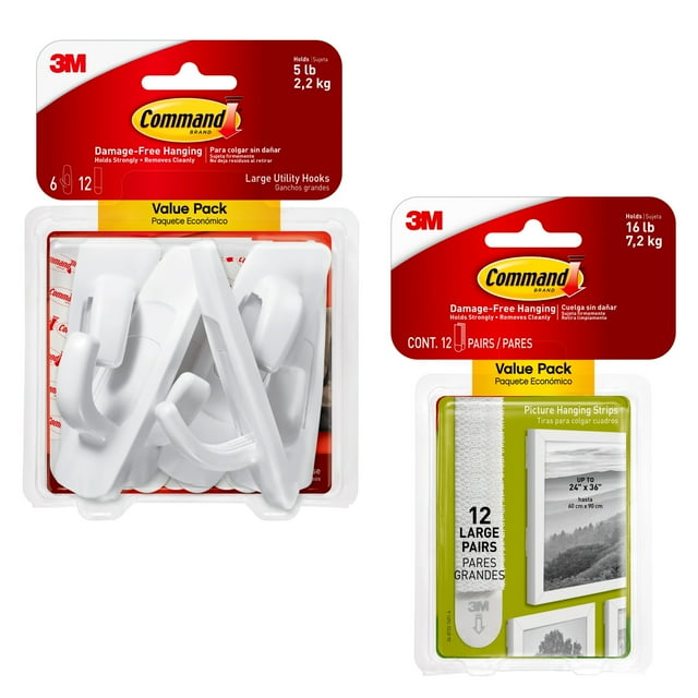 Command Small Utility Wall Hook - White, 6 Hooks + 12 Strips