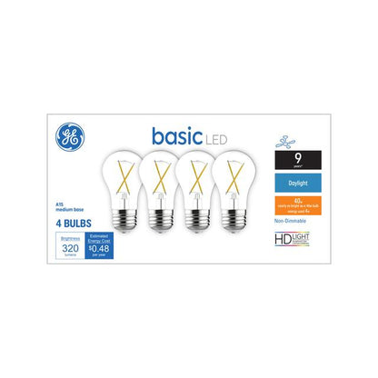 GE Lighting Reveal HD+ LED 40 Watt Replacement, Reveal, A15 Ceiling Fan Bulbs, 2 Pack
