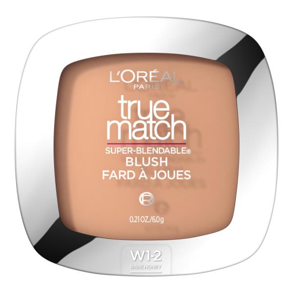 L'ORÉAL PARIS True Match Super-Blendable Blush, Soft Powder Texture, W1-2 Bare Honey, 0.21 oz.