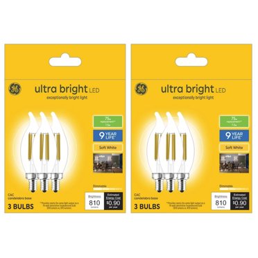 GE Lighting LED Candelabra Base Decorative 40 Watt, Soft White - Globe Bulbs, 2 Count