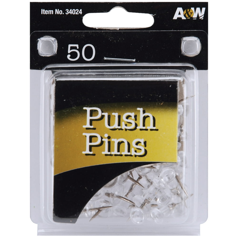 Ava Clear Push Pins, 50 count