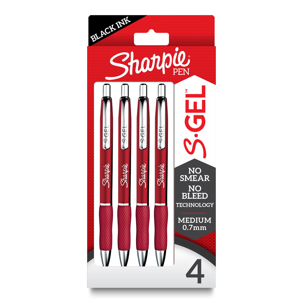 Sharpie S-Gel Forest Green Fashion Barrel Black Ink Pens, 4 count