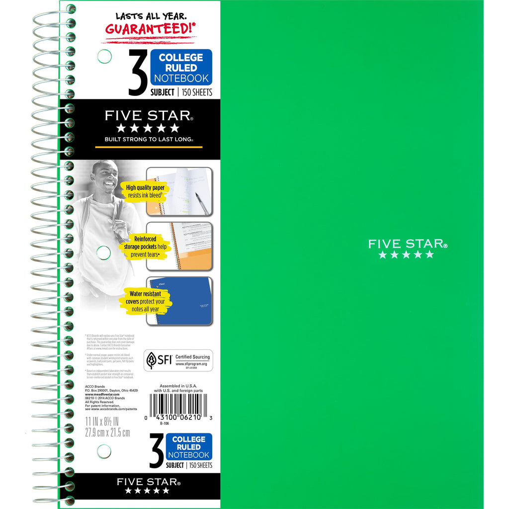 iScholar 1 Subject College Ruled Wirebound Notebook - Assorted Colors, 10.5" x 8"