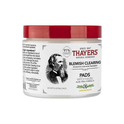 Thayers Natural Remedies Acne Clearing Toner Pads with Salicylic Acid, 60 count
