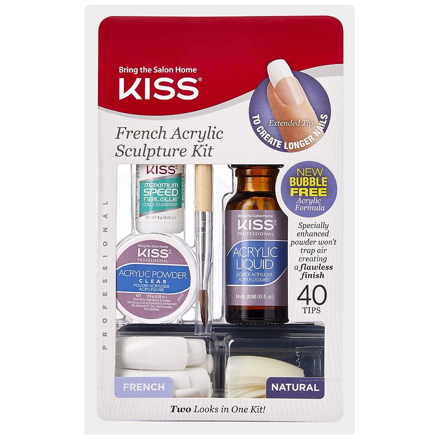 KISS Acrylic French Manicure Fake Nails Sculpture Kit - Natural