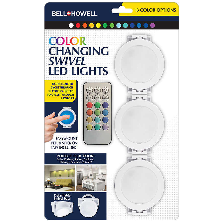 Bell + Howell Color Changing Swivel Lights, 3 count