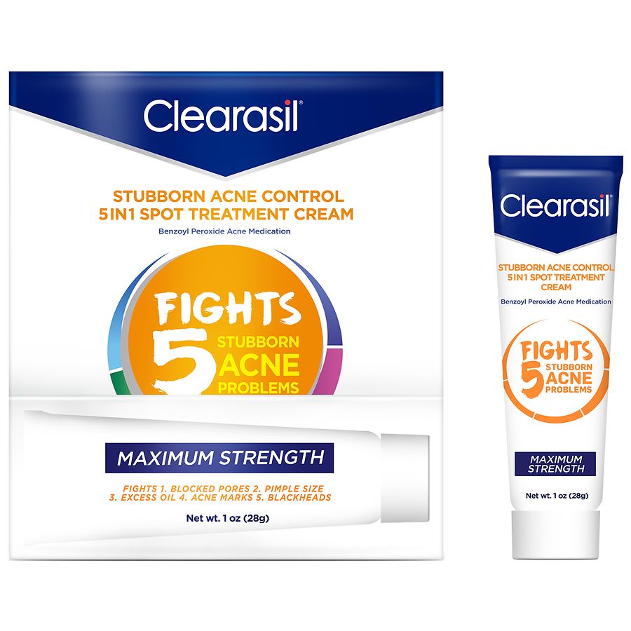 Clearasil Stubborn Acne Contrl 5-In-1 Spot Treatmnt Cream 1oz