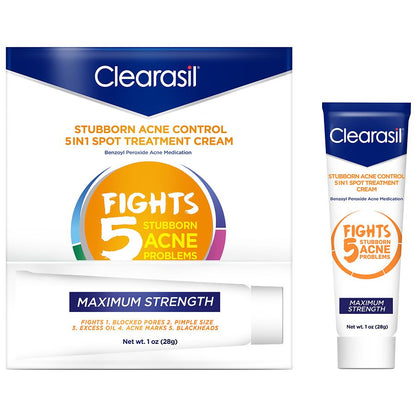 Clearasil Stubborn Acne Contrl 5-In-1 Spot Treatmnt Cream 1oz