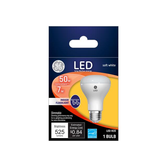 GE Lighting LED Light Bulb, 50 Watt Replacement, Soft White, R20 Indoor Floodlight Bulbs, 1 pack