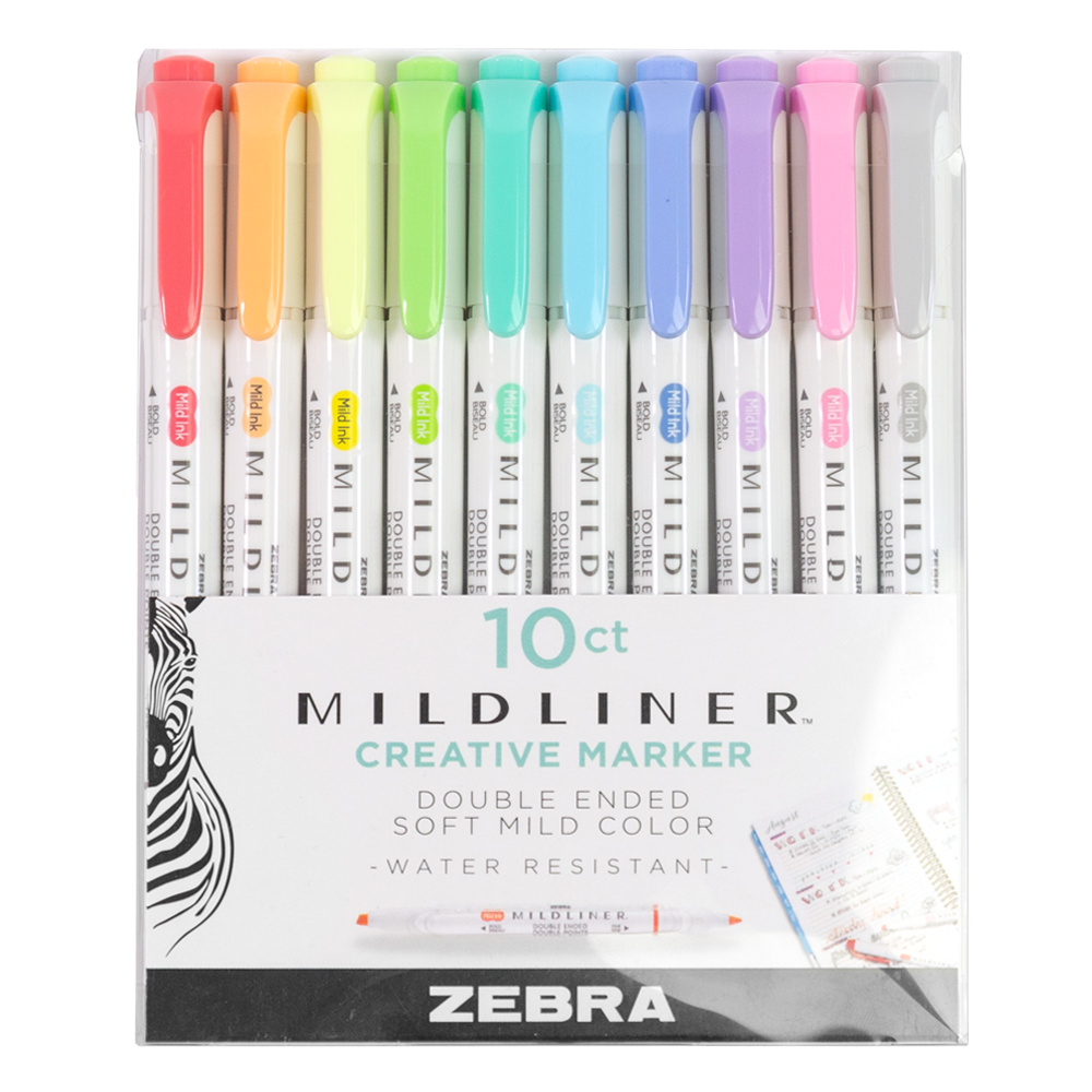 Zebra Midliner Double Ended Art & Stationary Markers - Assorted Neutrals, 10 pack