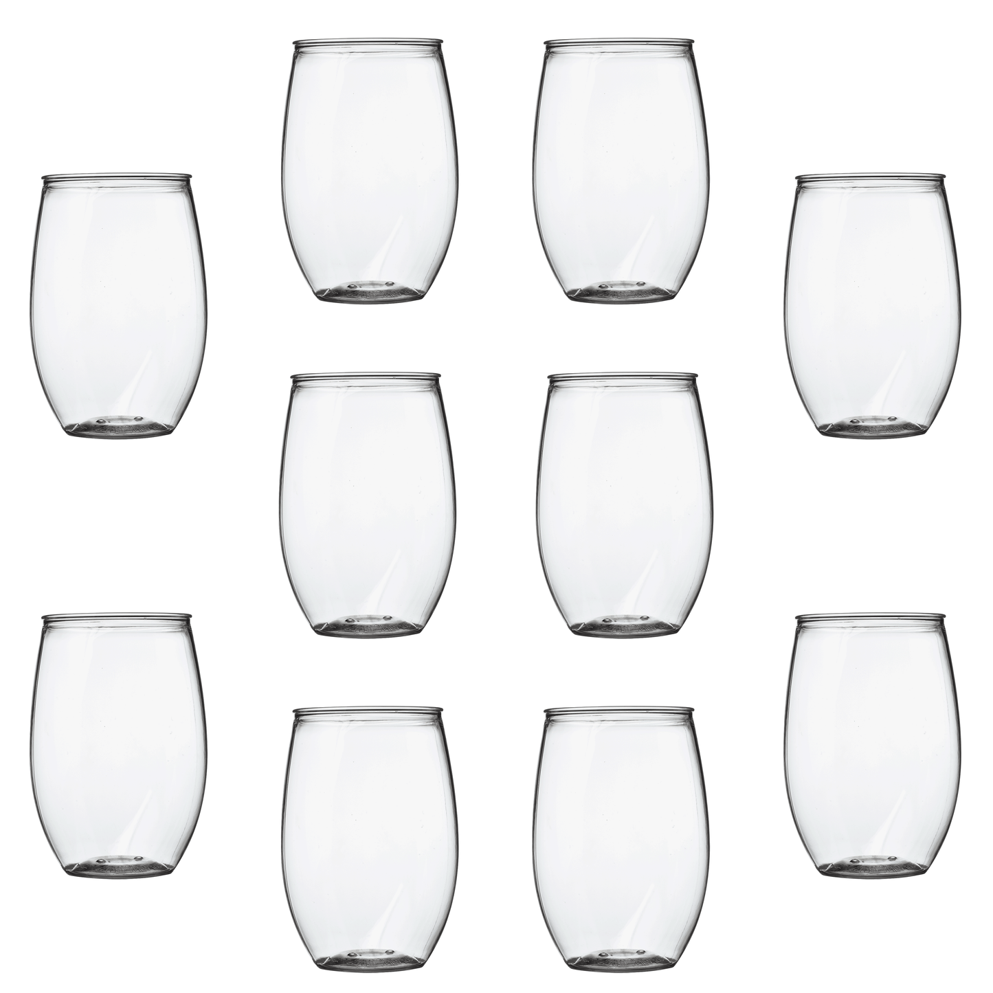Arrow Stemless Plastic Wine Glasses, 16 oz - Set of 4