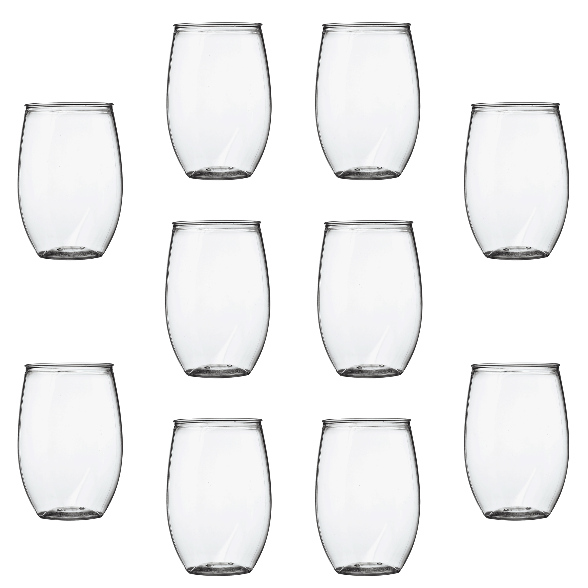 Arrow Stemless Plastic Wine Glasses, 16 oz - Set of 4