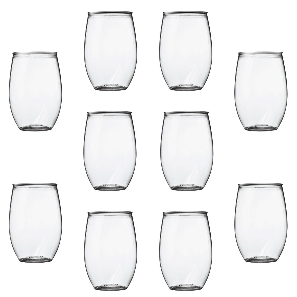 Arrow Stemless Plastic Wine Glasses, 16 oz - Set of 4