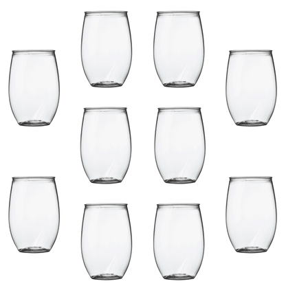 Arrow Stemless Plastic Wine Glasses, 16 oz - Set of 4