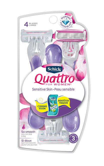 Schick Womens Quattro Razor Sensitive Disposable 3 Count