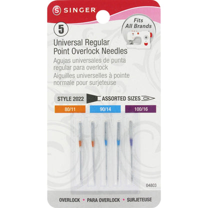 SINGER Regular Point Machine Needles, 5 Count, Sizes 80 (2), 90 (2), 100 (1)