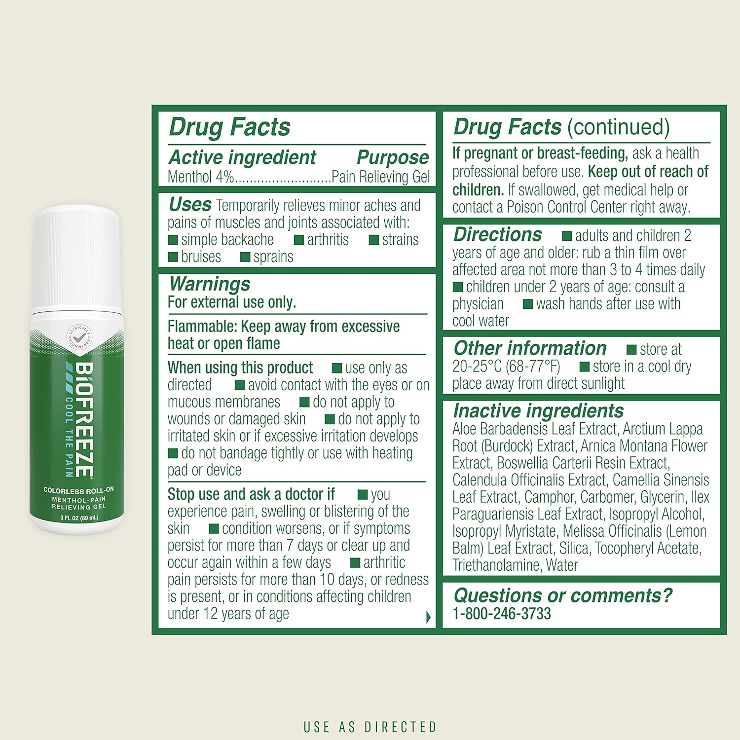 BIOFREEZE DL COOL THE PAIN C/U 16PC