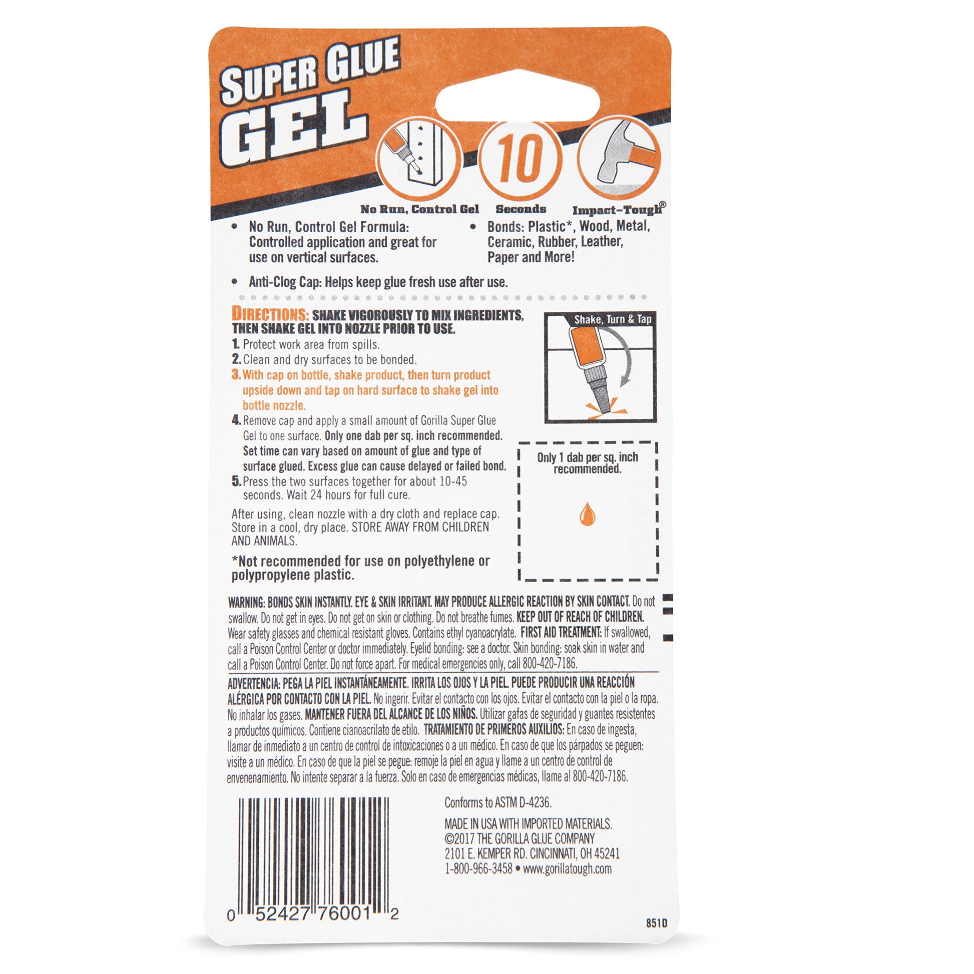 GORILLA SUPR GLUE GEL 2-3G TUB