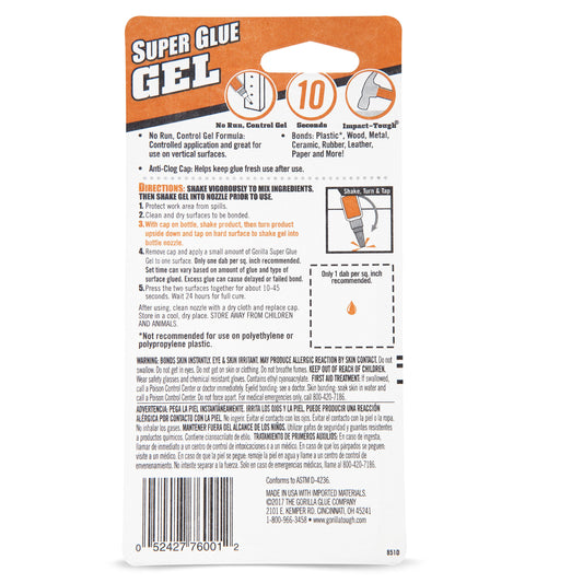GORILLA SUPR GLUE GEL 2-3G TUB