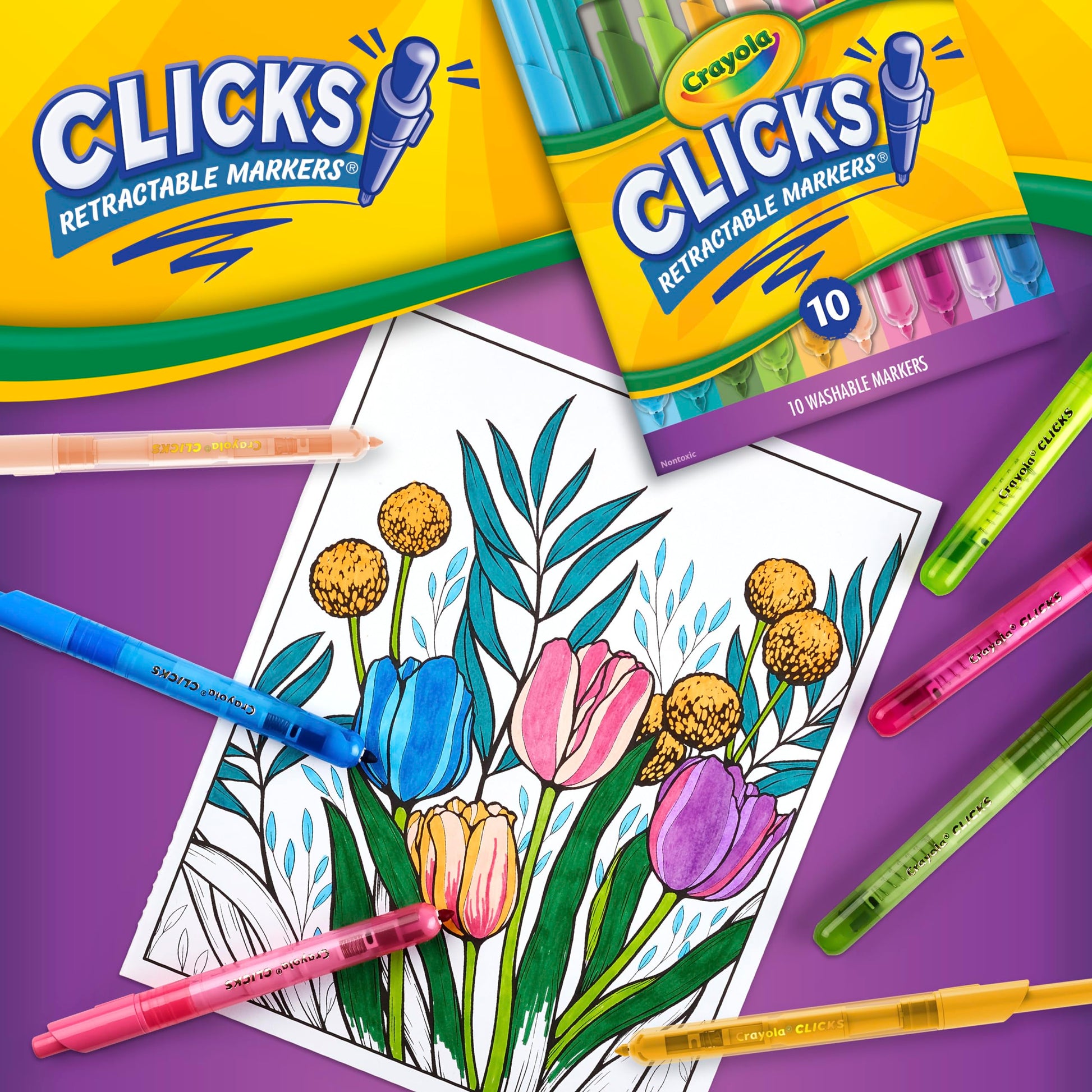 Crayola Clicks Retractable Markers, 10 count