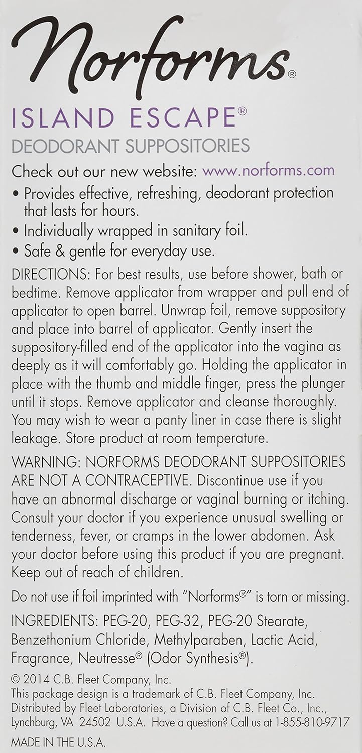 Norforms Suppositories Island Escape 12 Count