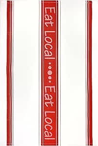 MUkitchen 100% Cotton Jacquard Woven Towel - Eat Local, 20"x30"