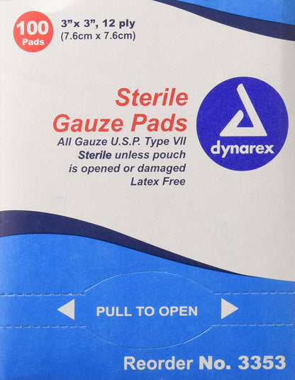 GAUZE PADS 3INX3IN 100 STERILE