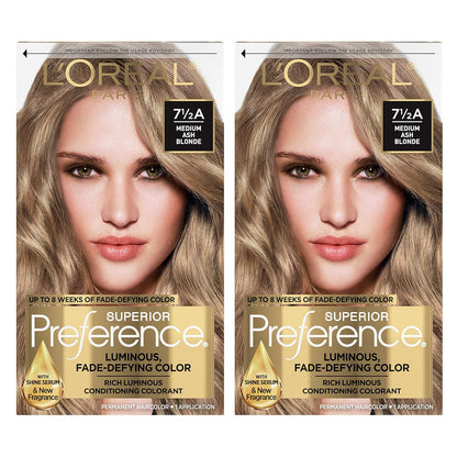L'ORÉAL PARIS Superior Preference Permanent Hair Color, 7.5A Medium Ash Blonde, 6.5 fl. oz.