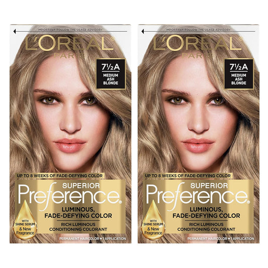 L'ORÉAL PARIS Superior Preference Permanent Hair Color, 7.5A Medium Ash Blonde, 6.5 fl. oz.