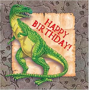 Blue & Green Dinosaur 6.5"x6.5" Luncheon Napkins, 16 count