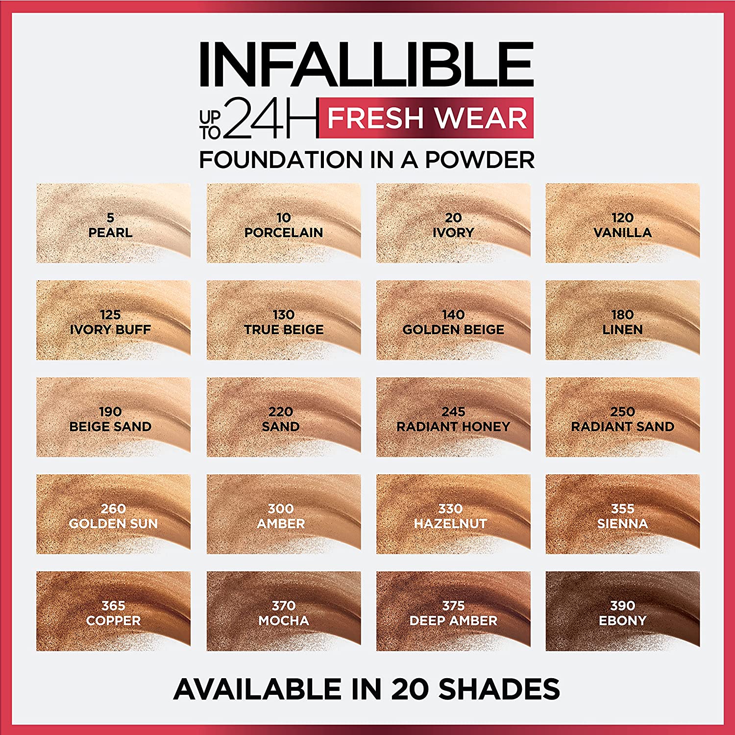 L'ORÉAL PARIS Infallible Up to 24H Fresh Wear Foundation in a Powder, matte finish, 005 Pearl, 0.31 oz.