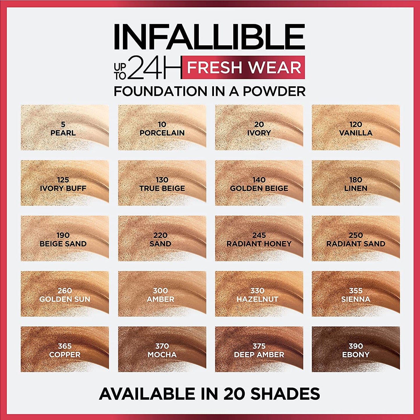 L'ORÉAL PARIS Infallible Up to 24H Fresh Wear Foundation in a Powder, matte finish, 355 Sienna, 0.31 oz