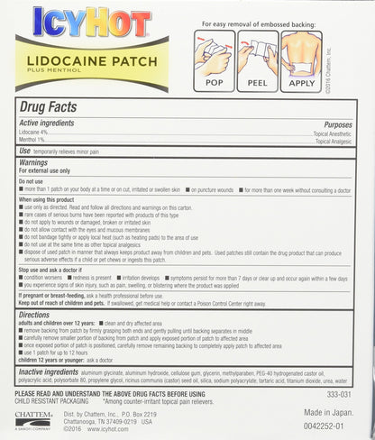 ICY HOT LIDOCAINE PATCH 5CT