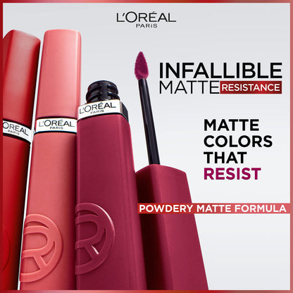 L'ORÉAL PARIS Infallible Lacque Resistance Liquid Lipstick, 220 Paris Sunset, 0.13 fl oz
