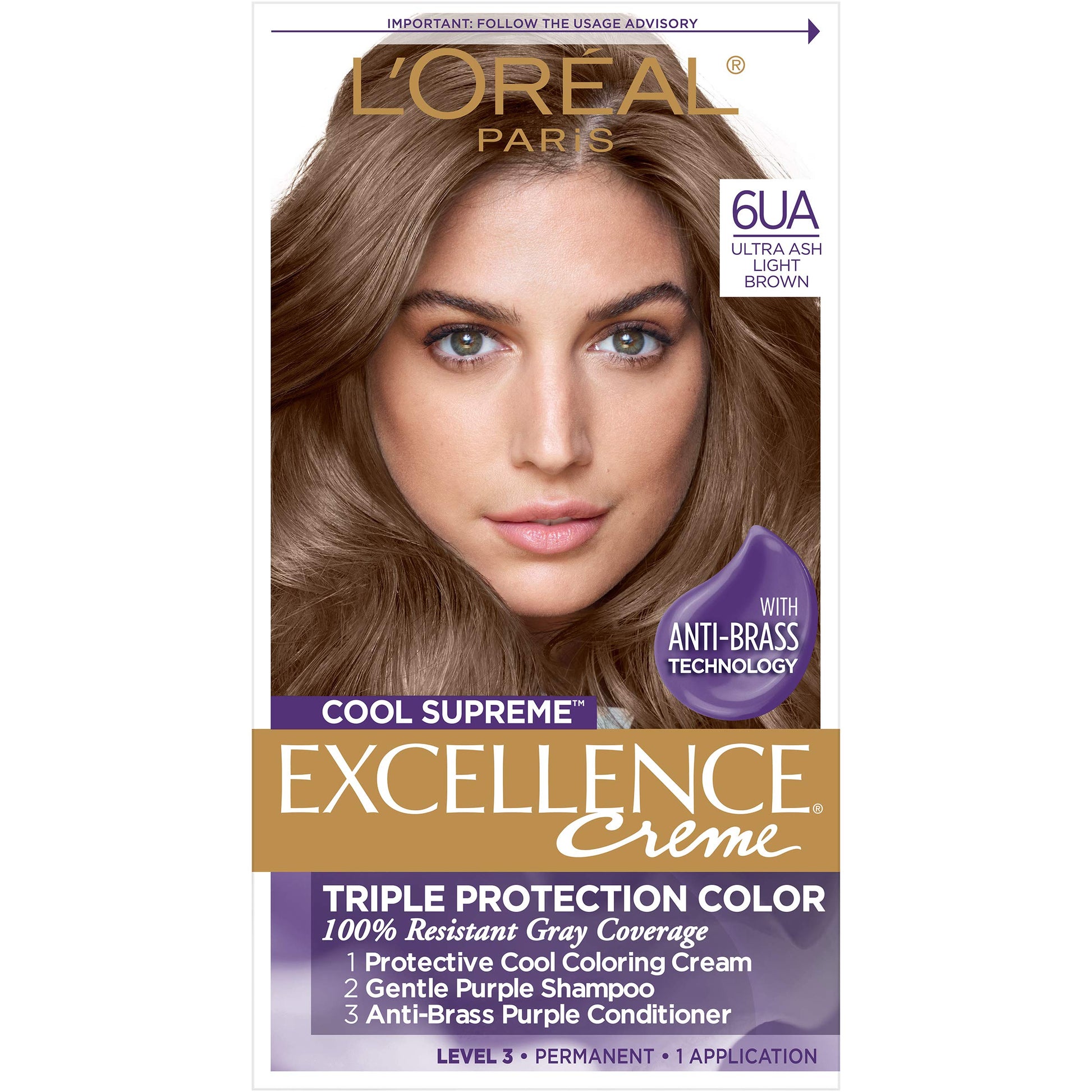 L'ORÉAL PARIS Excellence Triple Protection Permanent Hair Color, 6 Light Brown, 6.3 fl. oz.