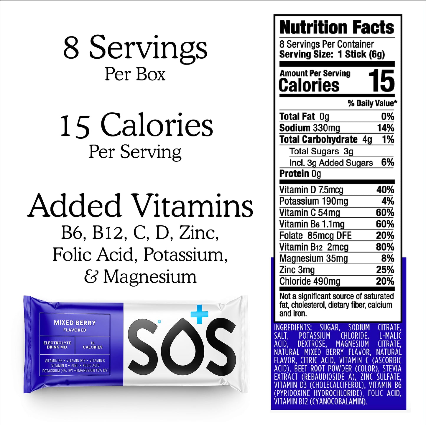 SOS HYDRATION HYDRATION MIX,WATERMELON
