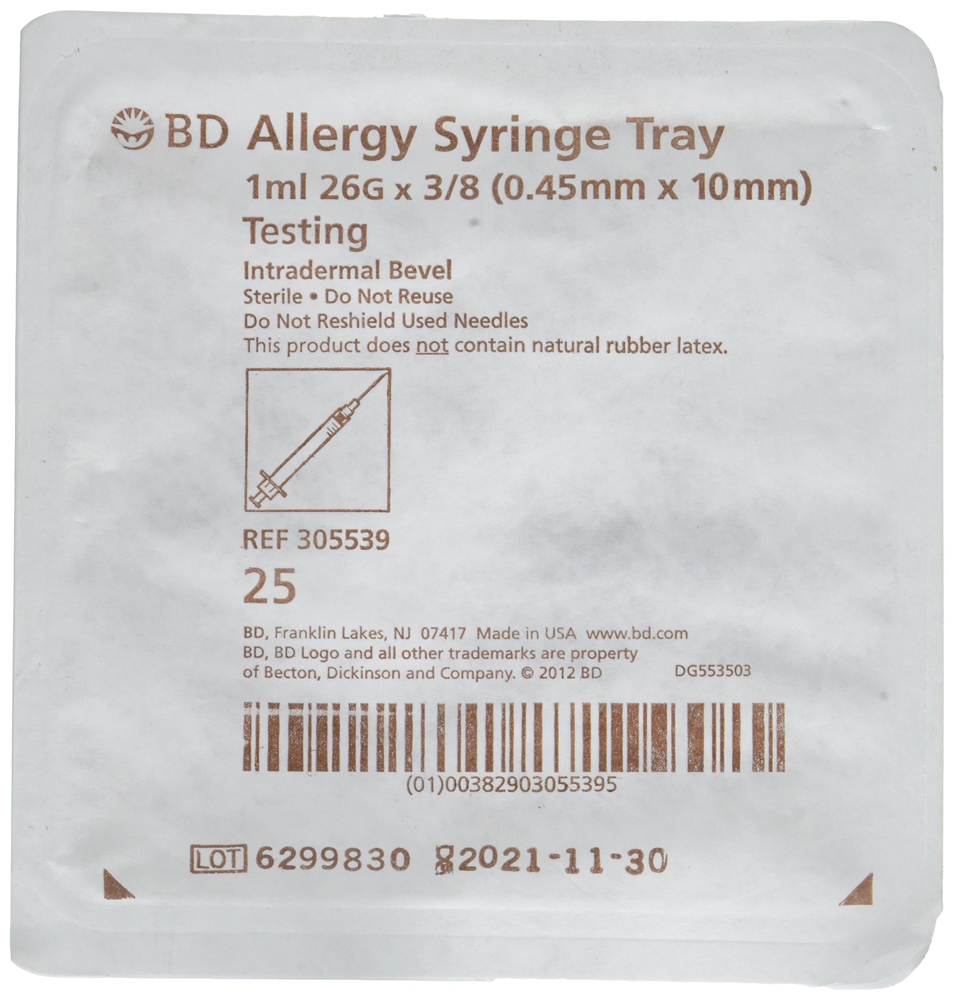 BD SY TRAY 5ML LL STR 25