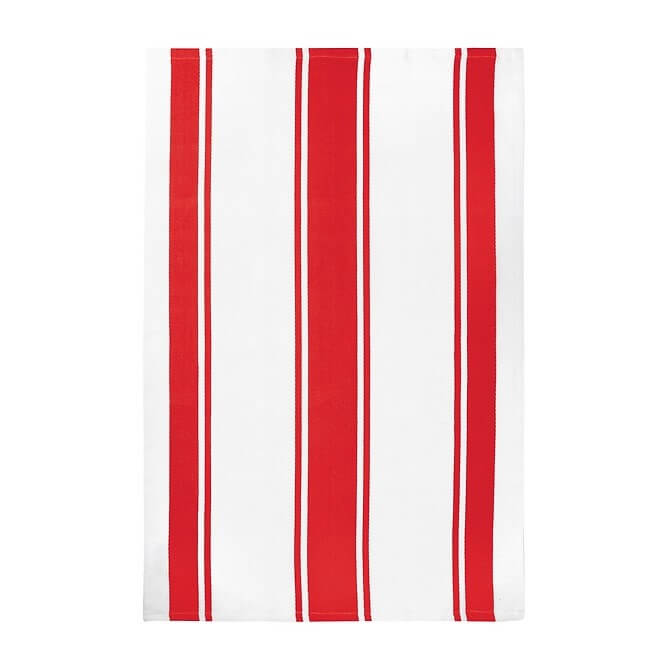 MUkitchen 100% Classic Stripe Towel - Crimson, 20"x30"