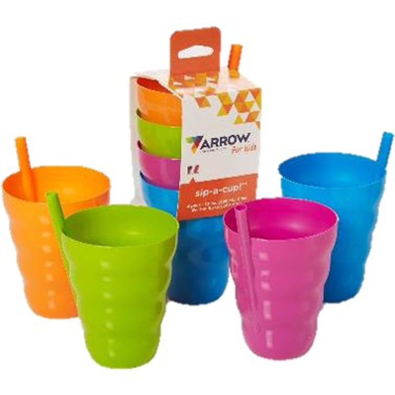 Arrow Sip-A-Cup With Built In Straw - Assorted, 10 oz