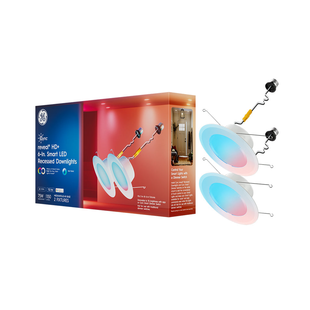 GE Lighting Cync Full Color reveal, General Purpose, A19, 60W, Replacement Smart LED Bulb