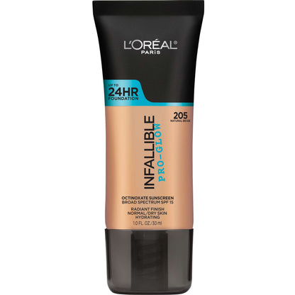 L'ORÉAL PARIS Infallible Pro-Glow Foundation, 203 Nude Beige, 1 fl. oz.