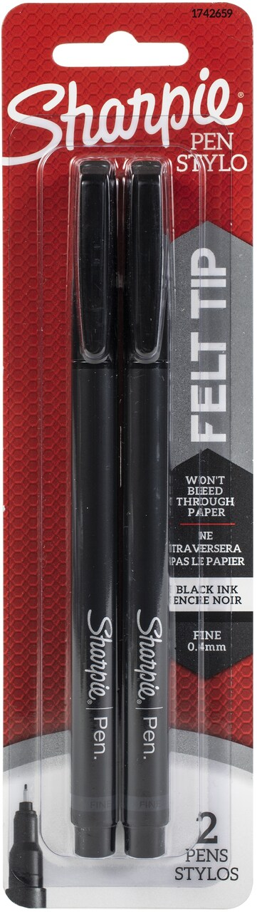 Sharpie 0.8 mm Fine Point Pens, Black, 2 Count
