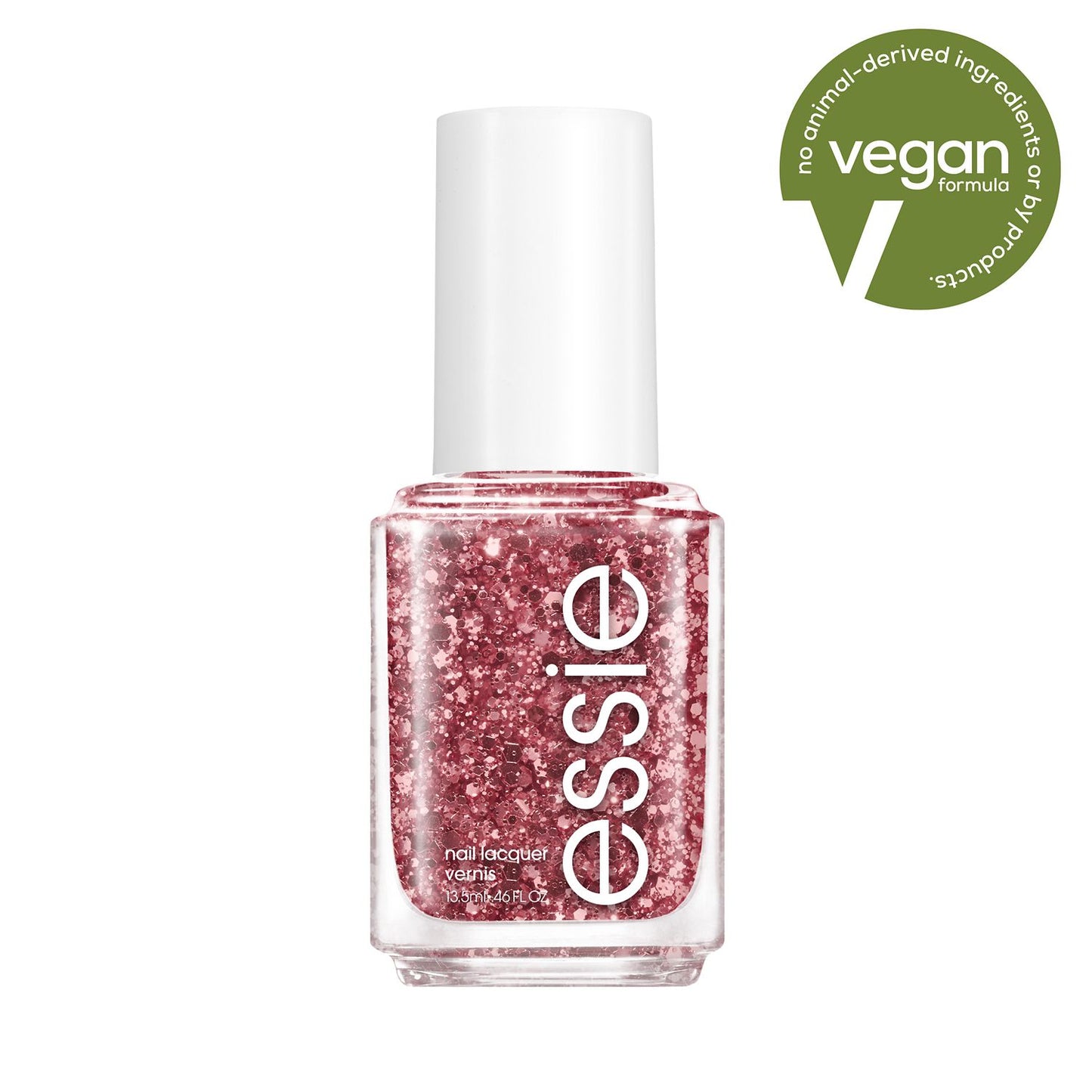 essie luxeffects salon-quality nail polish, vegan, pink glitter, A Cut Above, 0.46 fl oz