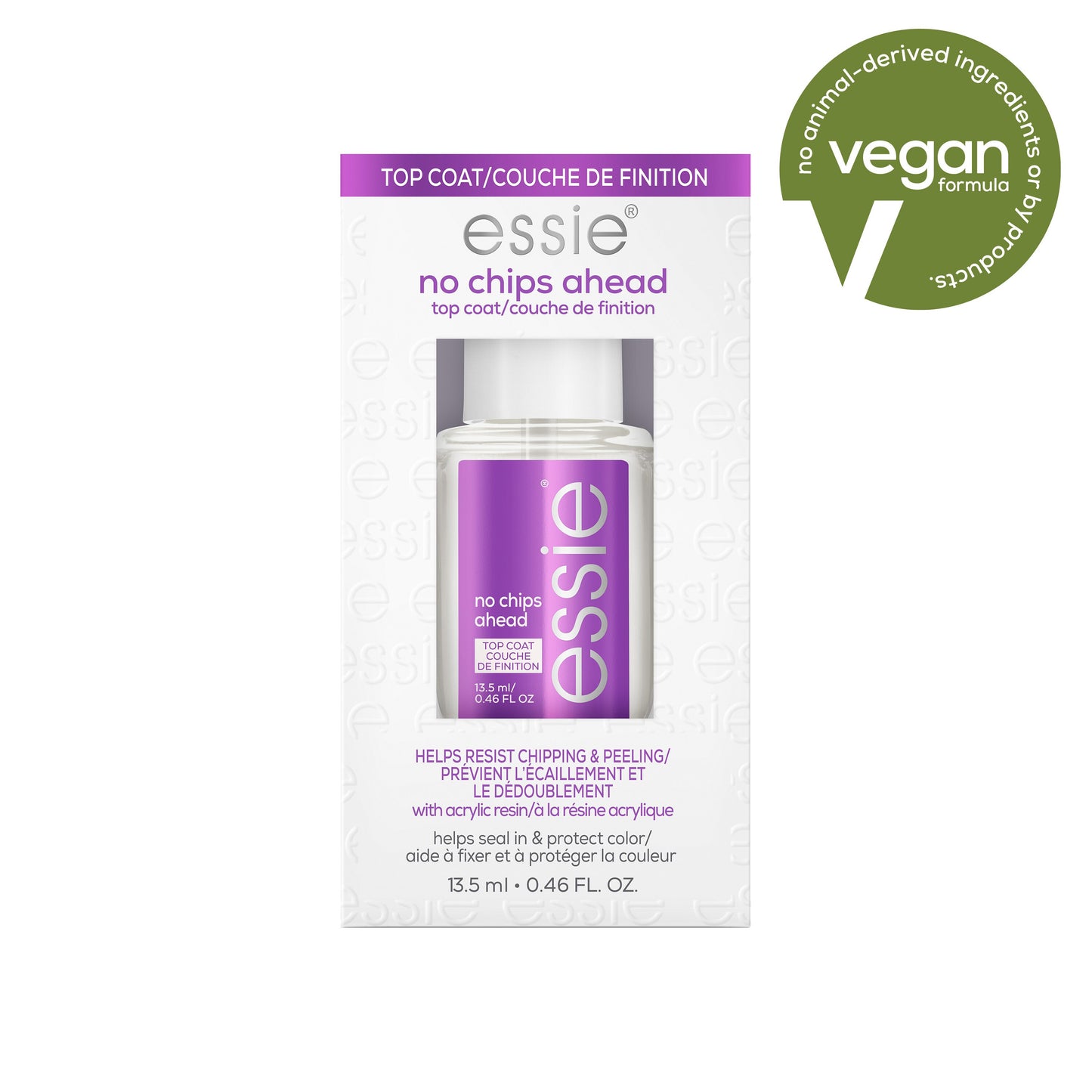 essie Salon-Quality Vegan Nail Polish, No Chips Ahead Top Coat, 0.46 fl oz