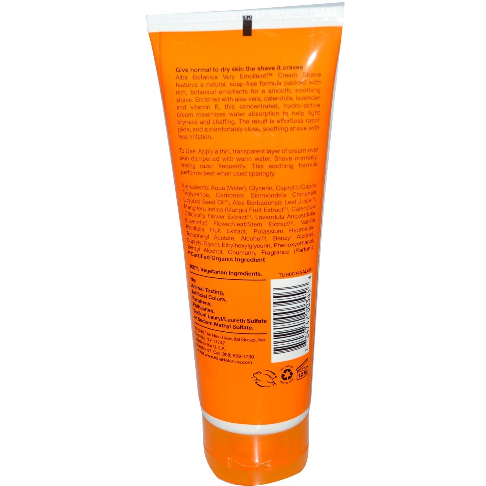 ALBA BOTANICA CREAM SHAVE,MANGO VANILLA