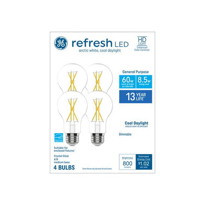 GE Lighting Refresh HD LED Light Bulbs, 60 Watt, Daylight, Decorative Bulbs, Clear, Small Base, 2 Pack