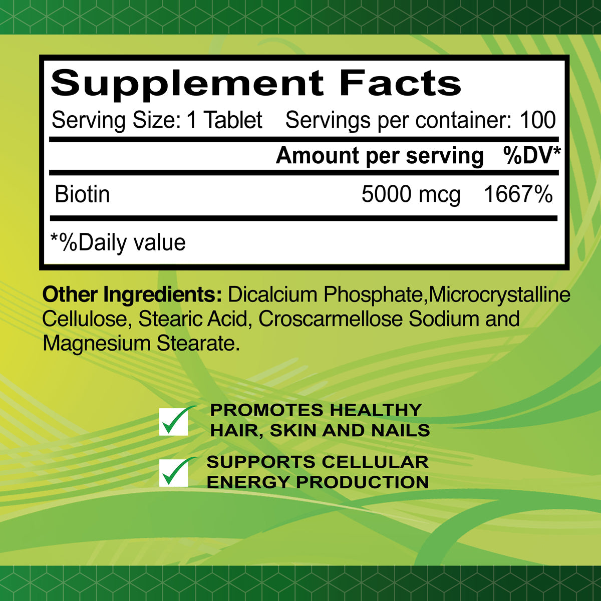 BIOTIN,5000 MCG,VGN